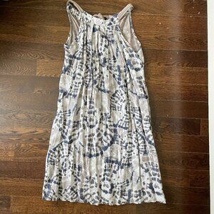 Italian Bellambra 100% linen Shift Dress Taupe/blue Tie Dye-Medium